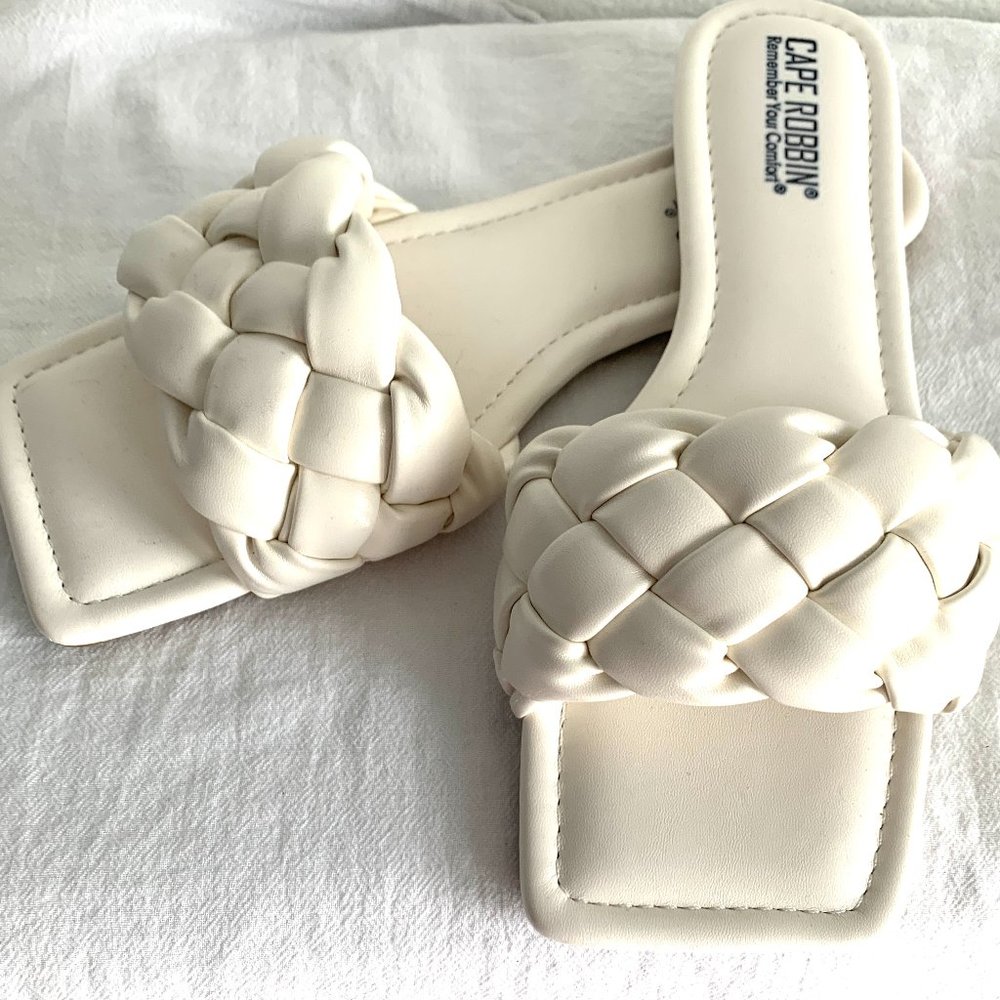 Brand New Cape Robbin Braided Square Toe Slide Sandals Mules
